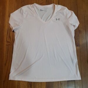 Under Armour Shirt Women X-Large Pale Pink Loose Heat Gear Performance Gym